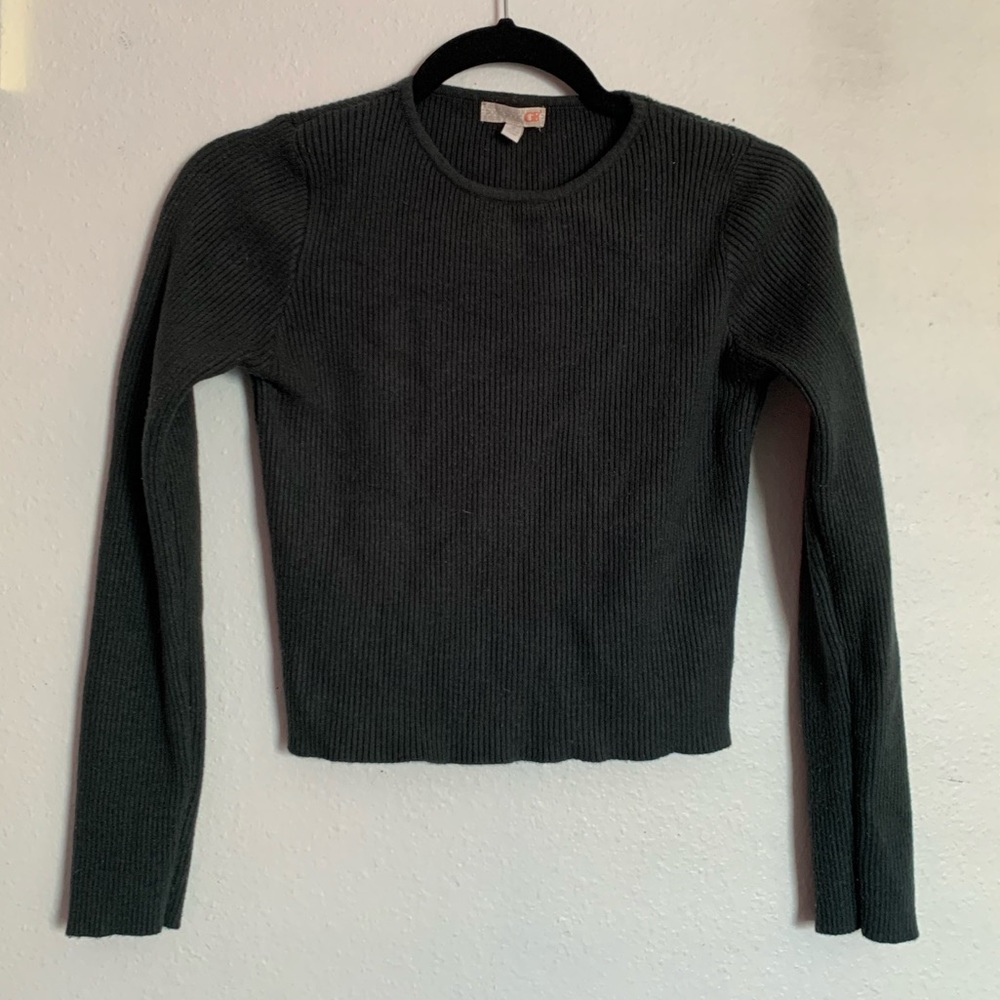 Olive green Gianni bini cropped sweater top size small